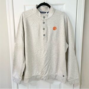 Cutter & Buck Men's Oatmeal Clemson Tigers Saturday Mock Pullover Sweatshirt XL